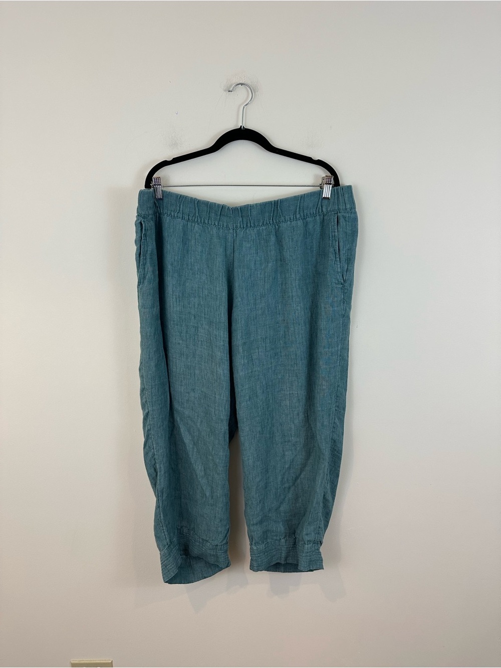 Pure J. Jill Linen Teal Casual Pants Elastic Waist Size XL Women's